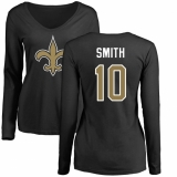 NFL Women's Nike New Orleans Saints #10 Tre'Quan Smith Black Name & Number Logo Slim Fit Long Sleeve T-Shirt