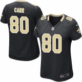Women's Nike New Orleans Saints #80 Austin Carr Game Black Team Color NFL Jersey