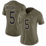 Women's Nike New Orleans Saints #5 Teddy Bridgewater Limited Olive 2017 Salute to Service NFL Jersey
