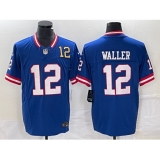 Men's Nike New York Giants #12 Darren Waller Blue 2023 F.U.S.E. Stitched Football Jersey