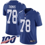 Youth New York Giants #78 Andrew Thomas Royal Blue Team Color Stitched NFL 100th Season Vapor Untouchable Limited Jersey