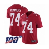 Men's New York Giants #74 Mike Remmers Red Limited Red Inverted Legend 100th Season Football Jersey