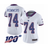Women's New York Giants #74 Mike Remmers Limited White Rush Vapor Untouchable 100th Season Football Jersey
