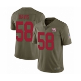 Youth New York Giants #58 Tae Davis Limited Olive 2017 Salute to Service Football Jersey