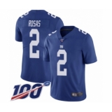 Men's New York Giants #2 Aldrick Rosas Royal Blue Team Color Vapor Untouchable Limited Player 100th Season Football Jersey