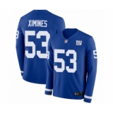 Youth New York Giants #53 Oshane Ximines Limited Royal Blue Therma Long Sleeve Football Jersey