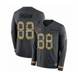 Men's Nike New York Giants #88 Evan Engram Limited Black Salute to Service Therma Long Sleeve NFL Jersey
