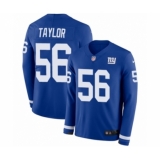 Youth Nike New York Giants #56 Lawrence Taylor Limited Royal Blue Therma Long Sleeve NFL Jersey