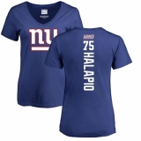 NFL Women's Nike New York Giants #75 Jon Halapio Royal Blue Backer T-Shirt