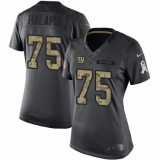 Women's Nike New York Giants #75 Jon Halapio Limited Black 2016 Salute to Service NFL Jersey