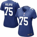 Women's Nike New York Giants #75 Jon Halapio Game Royal Blue Team Color NFL Jersey