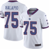 Youth Nike New York Giants #75 Jon Halapio Limited White Rush Vapor Untouchable NFL Jersey