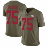 Youth Nike New York Giants #75 Jon Halapio Limited Olive 2017 Salute to Service NFL Jersey