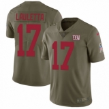 Youth Nike New York Giants #17 Kyle Lauletta Limited Olive 2017 Salute to Service NFL Jersey