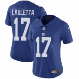 Women's Nike New York Giants #17 Kyle Lauletta Royal Blue Team Color Vapor Untouchable Elite Player NFL Jersey
