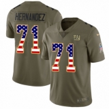 Men's Nike New York Giants #71 Will Hernandez Limited Olive/USA Flag 2017 Salute to Service NFL Jersey