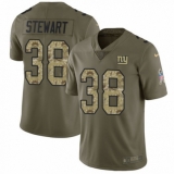 Men's Nike New York Giants #38 Jonathan Stewart Limited Olive/Camo 2017 Salute to Service NFL Jersey