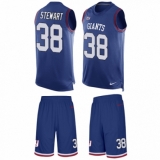 Men's Nike New York Giants #38 Jonathan Stewart Limited Royal Blue Tank Top Suit NFL Jersey
