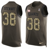 Men's Nike New York Giants #38 Jonathan Stewart Limited Green Salute to Service Tank Top NFL Jersey