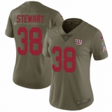 Women's Nike New York Giants #38 Jonathan Stewart Limited Olive 2017 Salute to Service NFL Jersey