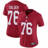 Women's Nike New York Giants #76 Nate Solder Red Alternate Vapor Untouchable Limited Player NFL Jersey