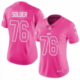 Women's Nike New York Giants #76 Nate Solder Limited Pink Rush Fashion NFL Jersey