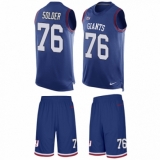 Men's Nike New York Giants #76 Nate Solder Limited Royal Blue Tank Top Suit NFL Jersey