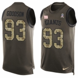 Men's Nike New York Giants #93 B.J. Goodson Limited Green Salute to Service Tank Top NFL Jersey