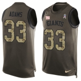 Men's Nike New York Giants #33 Andrew Adams Limited Green Salute to Service Tank Top NFL Jersey