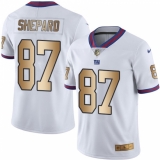 Men's Nike New York Giants #87 Sterling Shepard Limited White/Gold Rush NFL Jersey