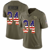 Men's Nike New York Giants #34 Shane Vereen Limited Olive/USA Flag 2017 Salute to Service NFL Jersey