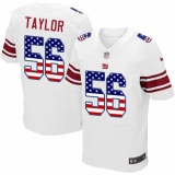 Men's Nike New York Giants #56 Lawrence Taylor Elite White Road USA Flag Fashion NFL Jersey
