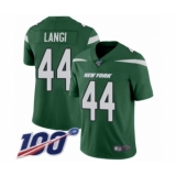 Men's New York Jets #44 Harvey Langi Green Team Color Vapor Untouchable Limited Player 100th Season Football Jersey