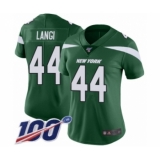 Women's New York Jets #44 Harvey Langi Green Team Color Vapor Untouchable Limited Player 100th Season Football Jersey