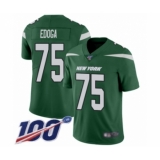 Men's New York Jets #75 Chuma Edoga Green Team Color Vapor Untouchable Limited Player 100th Season Football Jersey