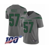 Men's New York Jets #57 C.J. Mosley Limited Gray Inverted Legend 100th Season Football Jersey