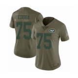 Women's New York Jets #75 Chuma Edoga Limited Olive 2017 Salute to Service Football Jersey
