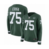 Women's New York Jets #75 Chuma Edoga Limited Green Therma Long Sleeve Football Jersey