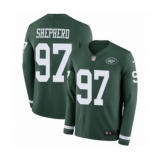 Men's Nike New York Jets #97 Nathan Shepherd Limited Green Therma Long Sleeve NFL Jersey