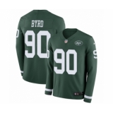 Men's Nike New York Jets #90 Dennis Byrd Limited Green Therma Long Sleeve NFL Jersey