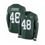 Men's Nike New York Jets #48 Jordan Jenkins Limited Green Therma Long Sleeve NFL Jersey