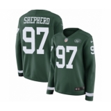 Women's Nike New York Jets #97 Nathan Shepherd Limited Green Therma Long Sleeve NFL Jersey