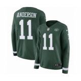 Women's Nike New York Jets #11 Robby Anderson Limited Green Therma Long Sleeve NFL Jersey