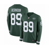 Youth Nike New York Jets #89 Chris Herndon Limited Green Therma Long Sleeve NFL Jersey