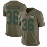Men's Nike New York Jets #36 Doug Middleton Limited Olive 2017 Salute to Service NFL Jersey
