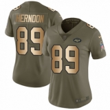 Women's Nike New York Jets #89 Chris Herndon Limited Olive/Gold 2017 Salute to Service NFL Jersey