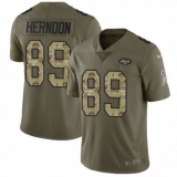 Youth Nike New York Jets #89 Chris Herndon Limited Olive/Camo 2017 Salute to Service NFL Jersey