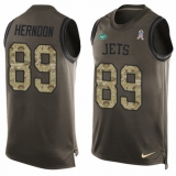Men's Nike New York Jets #89 Chris Herndon Limited Green Salute to Service Tank Top NFL Jersey
