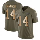 Youth Nike New York Jets #14 Sam Darnold Limited Olive/Gold 2017 Salute to Service NFL Jersey