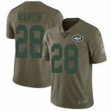 Youth Nike New York Jets #28 Curtis Martin Limited Olive 2017 Salute to Service NFL Jersey